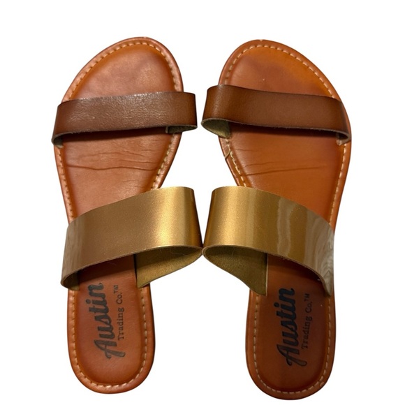 2/$15 Austin Trading Co. - Brown and Gold Sandals - Picture 1 of 8